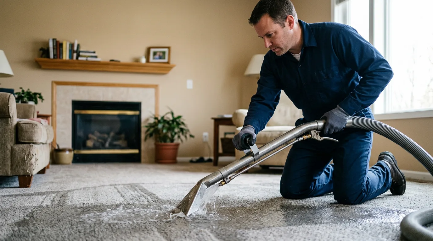 Water damage restoration technician working near Harrisville, OH